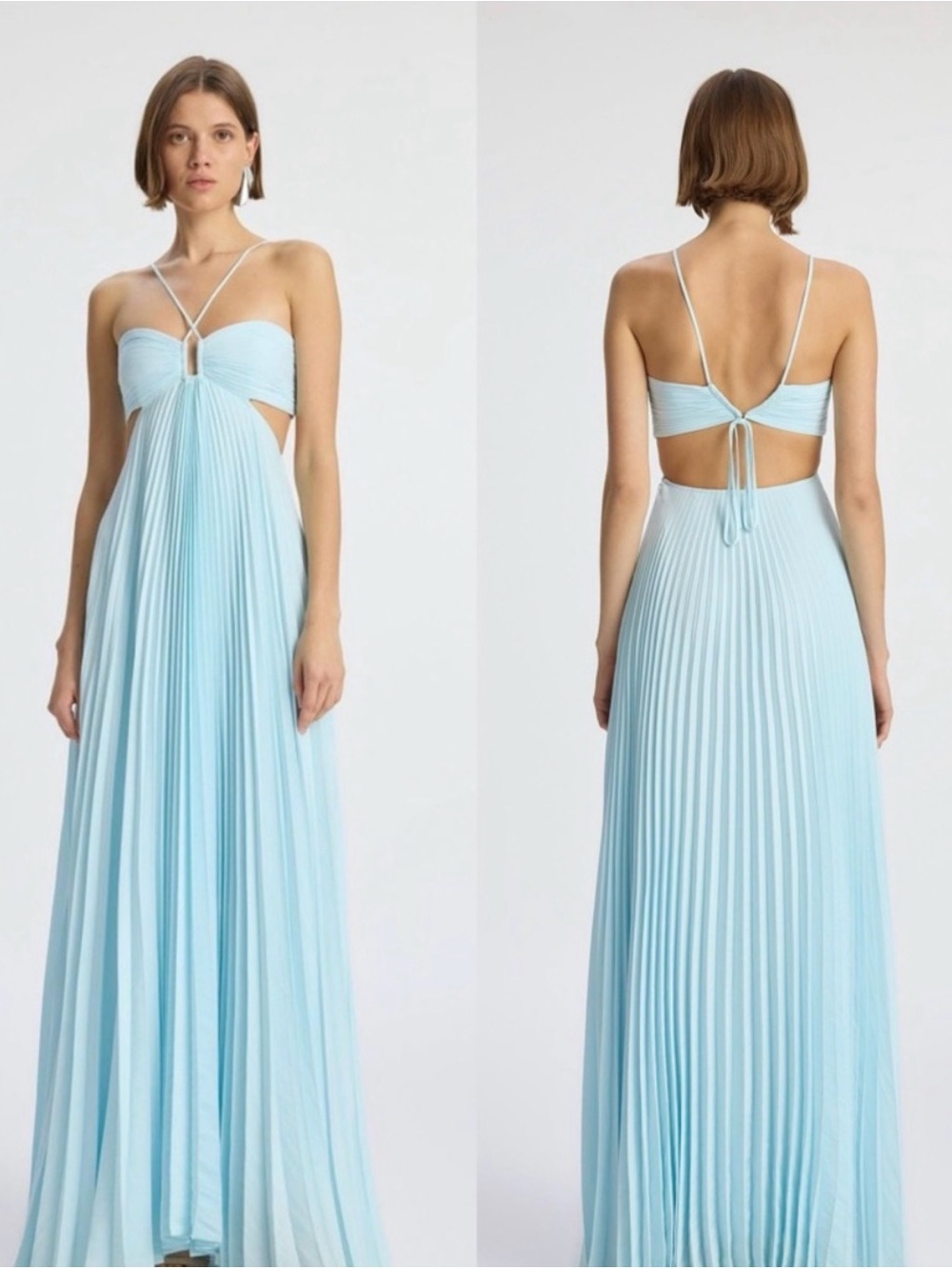 A.L.C. NWOT Moira Satin Pleated Maxi Dress in Delphinium Blue
